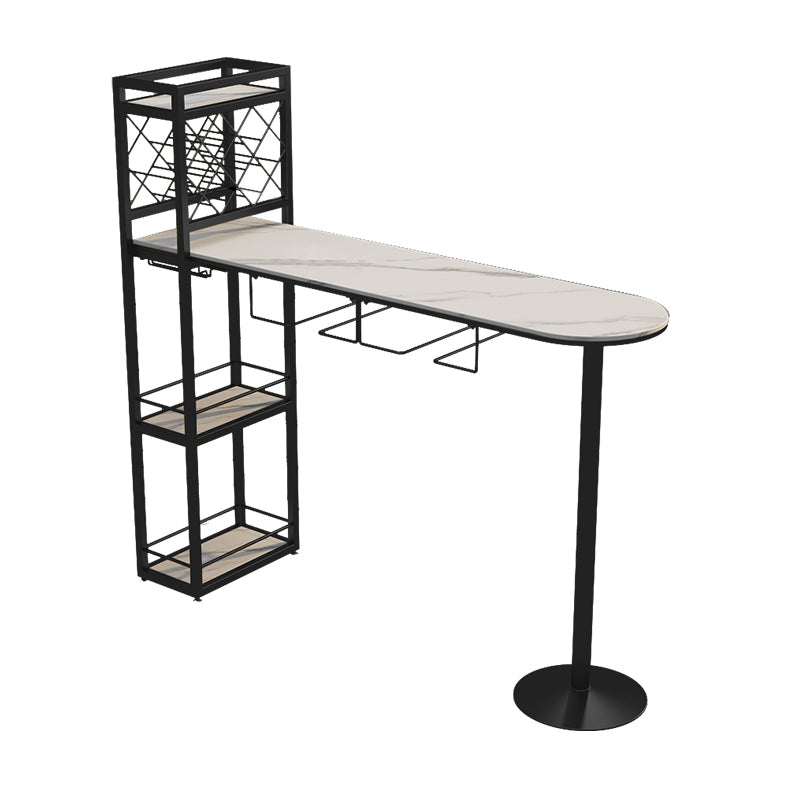 Modern 1/3 Pieces Bar Table Set Stone Counter Table with Rotatable Stools for Living Room