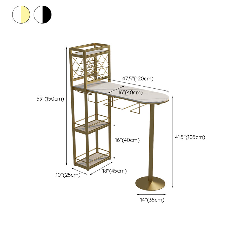 Modern 1/3 Pieces Bar Table Set Stone Counter Table with Rotatable Stools for Living Room