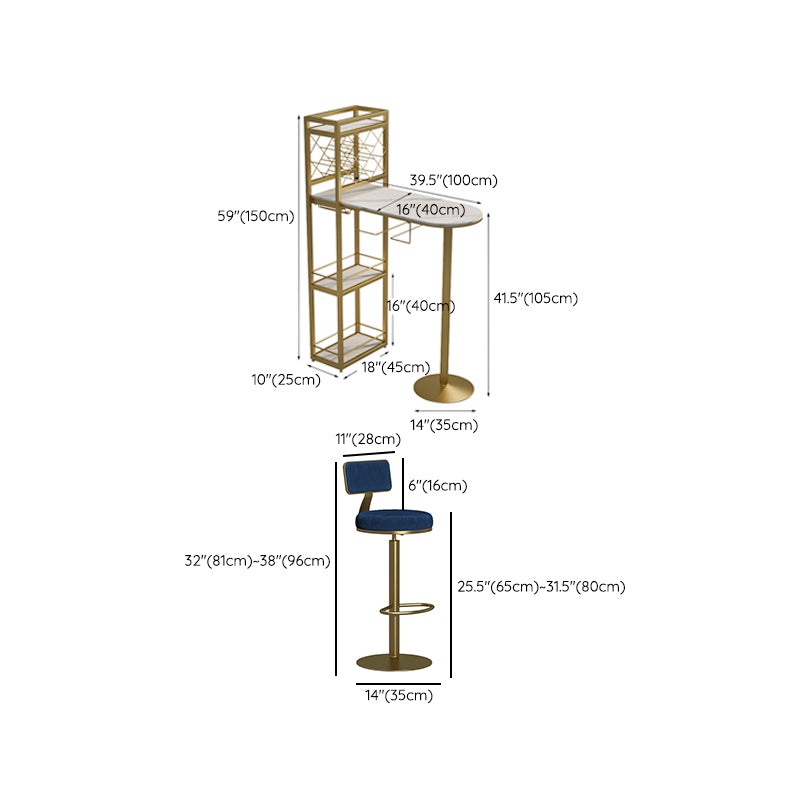 Modern 1/3 Pieces Bar Table Set Stone Counter Table with Rotatable Stools for Living Room