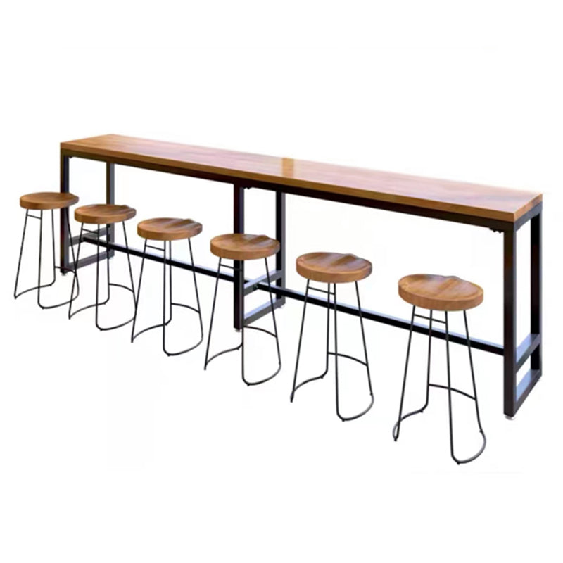 Solid Wood Bar Table Set 1/4/6/7 Pcs Industrial Bar Table and Stools