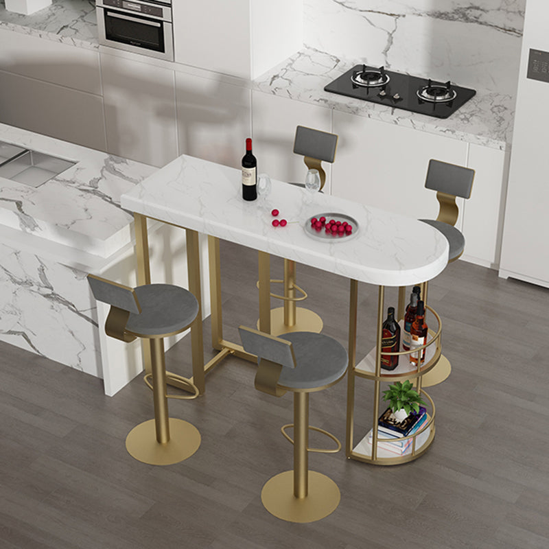 Contemporary Counter Height Pub Set 1/3/5 Pcs Bar Table and Stools with Metal Frame