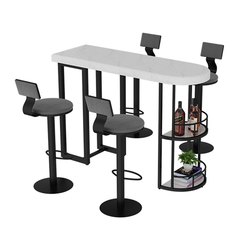 Contemporary Counter Height Pub Set 1/3/5 Pcs Bar Table and Stools with Metal Frame