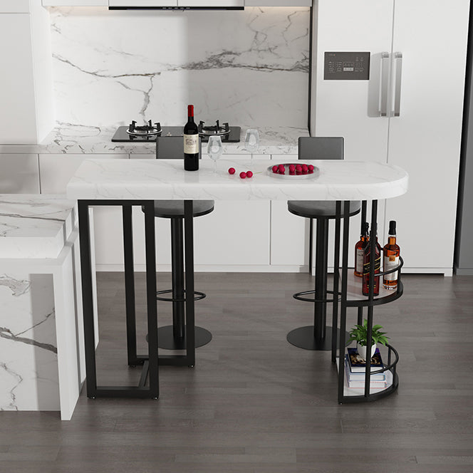 Contemporary Counter Height Pub Set 1/3/5 Pcs Bar Table and Stools with Metal Frame