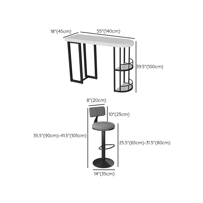 Contemporary Counter Height Pub Set 1/3/5 Pcs Bar Table and Stools with Metal Frame