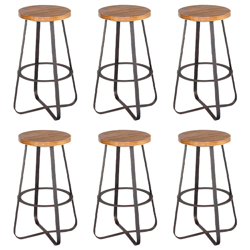Solid Wood Bar Stool Contemporary Armless Dining Stool with Metal Base