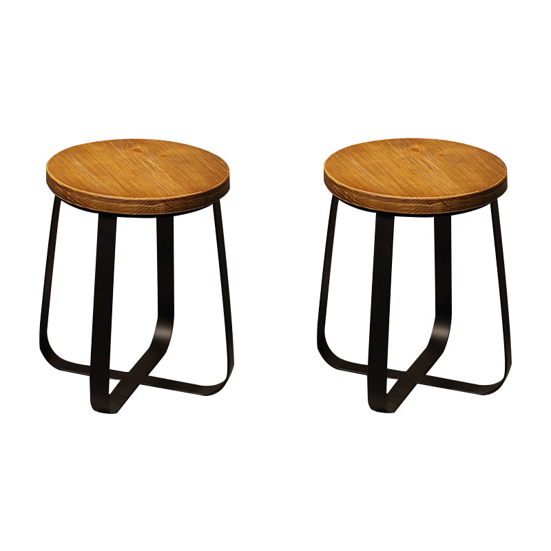 Solid Wood Bar Stool Contemporary Armless Dining Stool with Metal Base