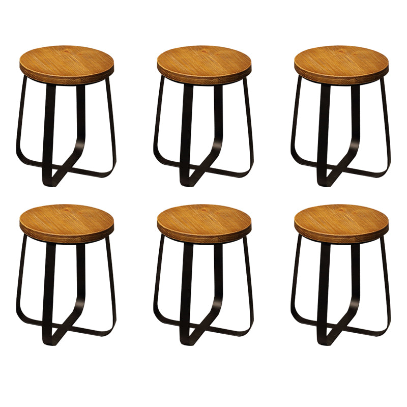 Solid Wood Bar Stool Contemporary Armless Dining Stool with Metal Base