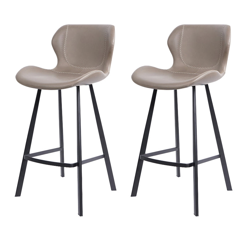 Faux Leather Dining Stool Upholstered Bar Stool with Metal Base