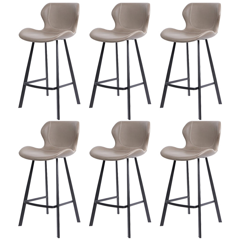Faux Leather Dining Stool Upholstered Bar Stool with Metal Base