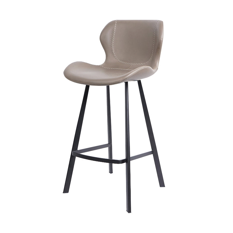 Faux Leather Dining Stool Upholstered Bar Stool with Metal Base