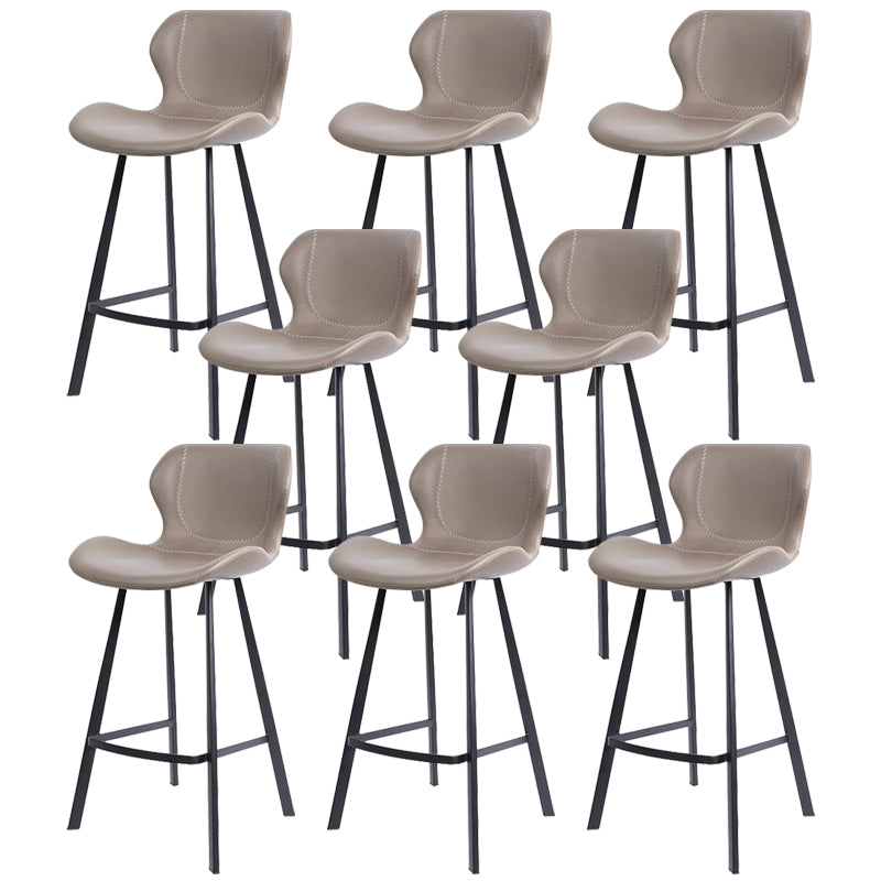 Faux Leather Dining Stool Upholstered Bar Stool with Metal Base