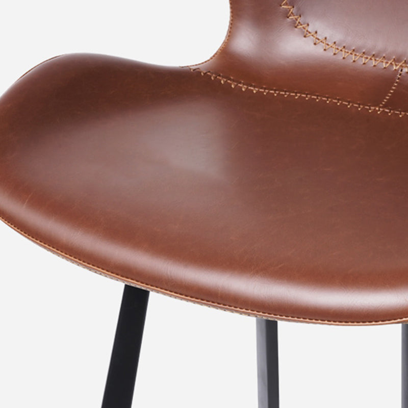 Faux Leather Dining Stool Upholstered Bar Stool with Metal Base
