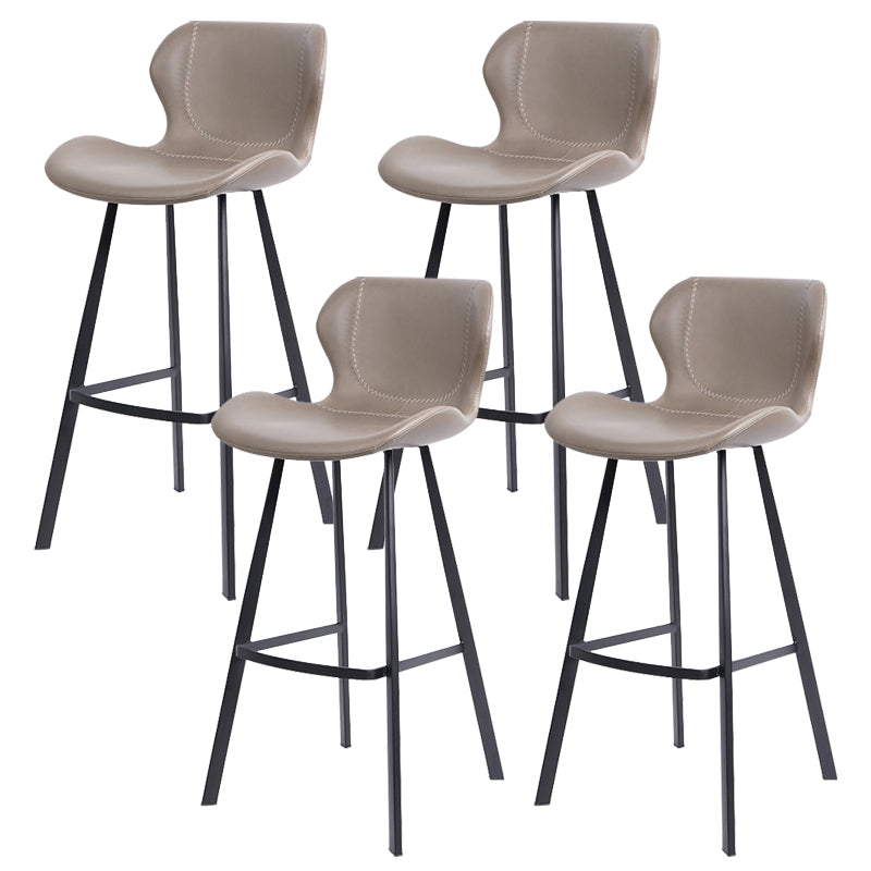 Faux Leather Dining Stool Upholstered Bar Stool with Metal Base