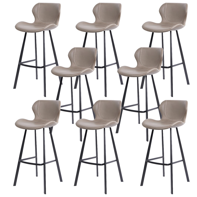 Faux Leather Dining Stool Upholstered Bar Stool with Metal Base