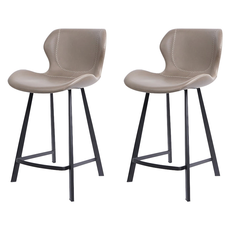 Faux Leather Dining Stool Upholstered Bar Stool with Metal Base