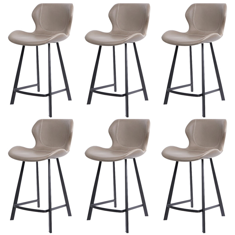 Faux Leather Dining Stool Upholstered Bar Stool with Metal Base