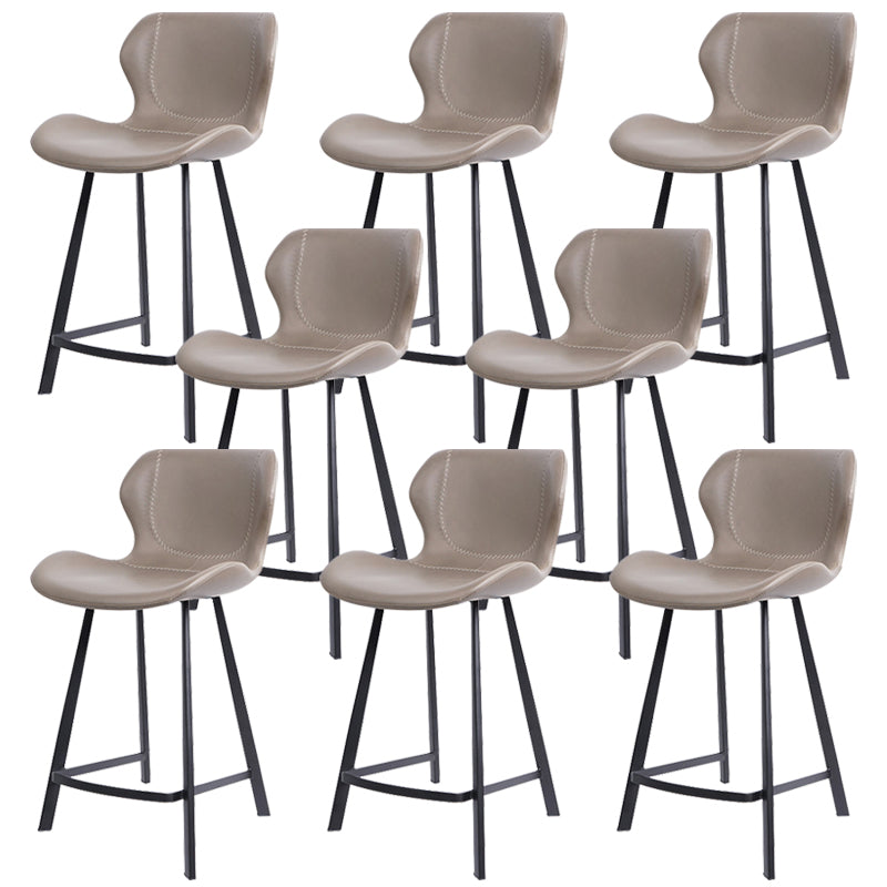 Faux Leather Dining Stool Upholstered Bar Stool with Metal Base