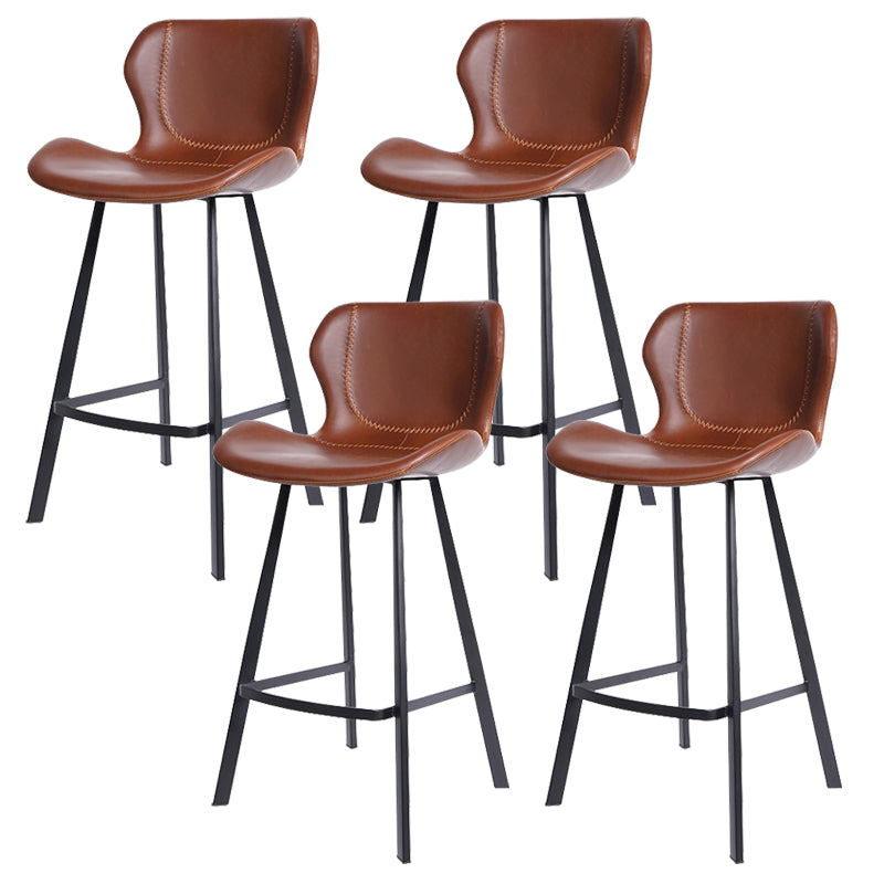 Faux Leather Dining Stool Upholstered Bar Stool with Metal Base