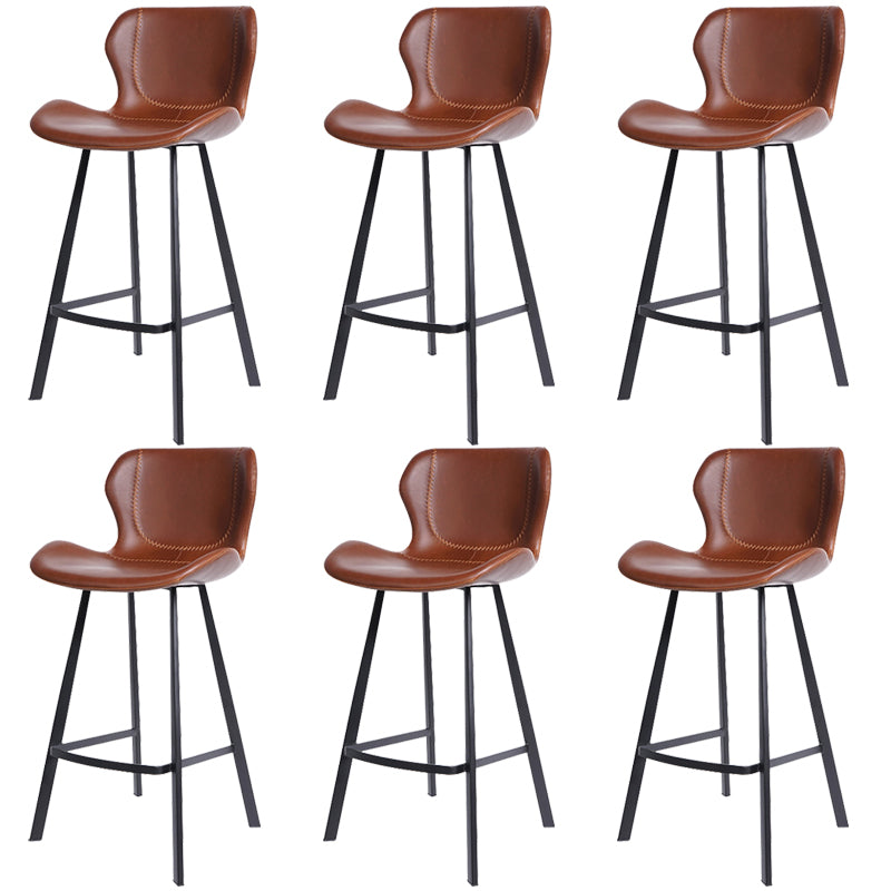 Faux Leather Dining Stool Upholstered Bar Stool with Metal Base