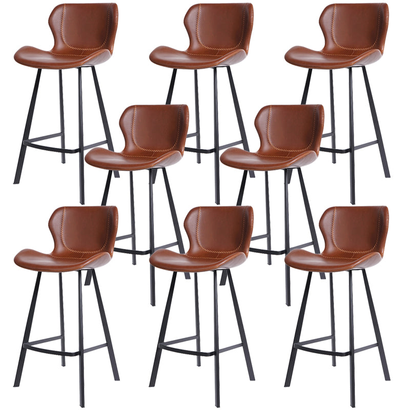 Faux Leather Dining Stool Upholstered Bar Stool with Metal Base