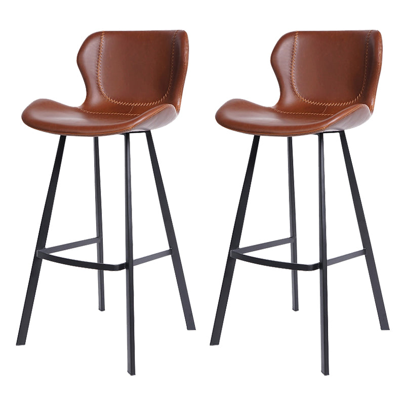 Faux Leather Dining Stool Upholstered Bar Stool with Metal Base