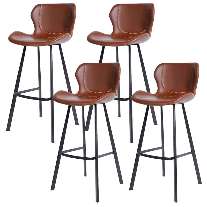 Faux Leather Dining Stool Upholstered Bar Stool with Metal Base