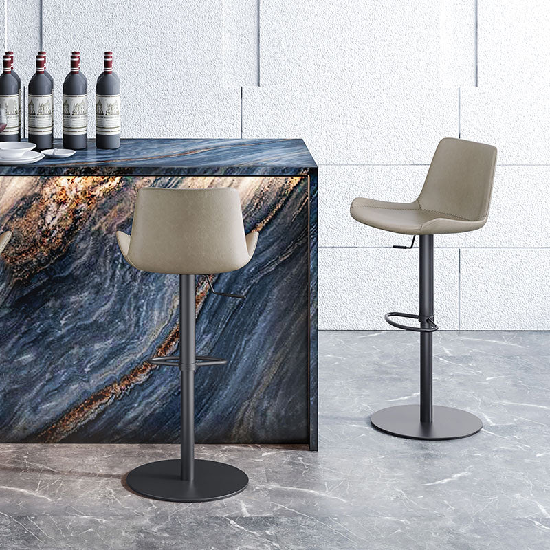 Adjustable Bar Stool Leather Backrest Counter Stool with Swivel