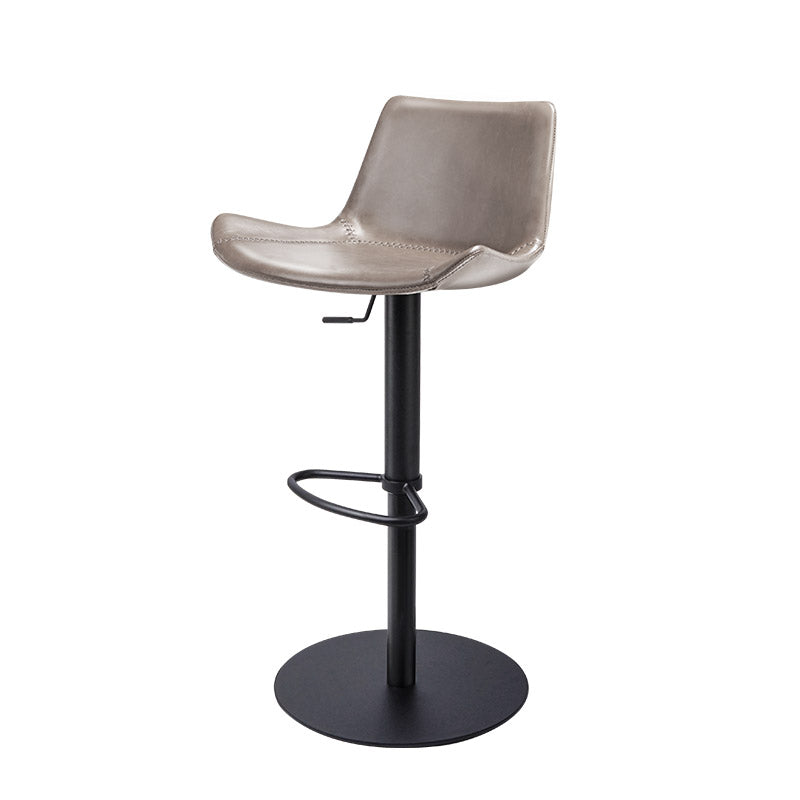 Adjustable Bar Stool Leather Backrest Counter Stool with Swivel
