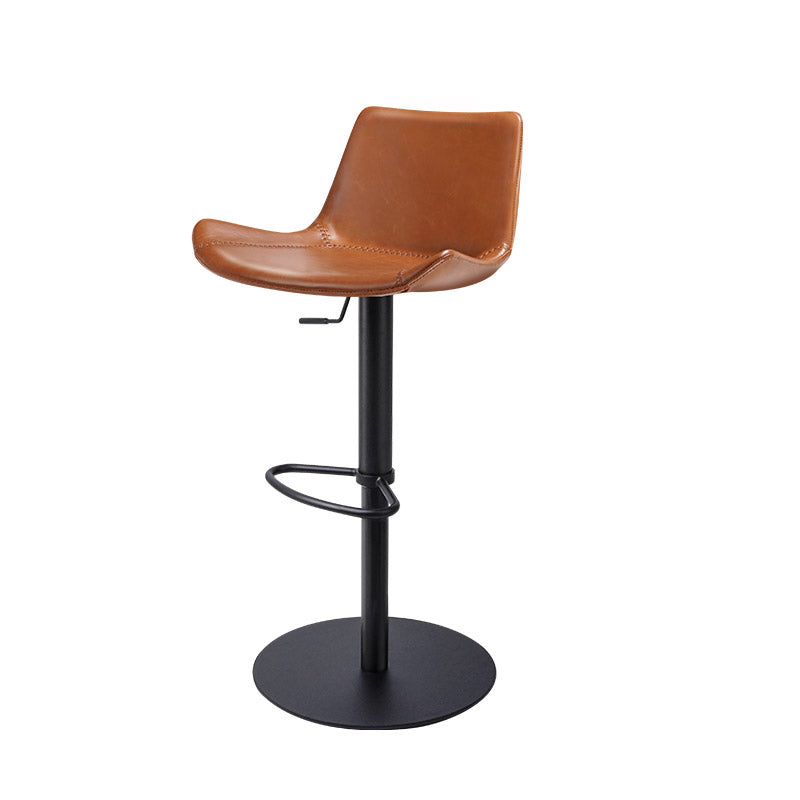 Adjustable Bar Stool Leather Backrest Counter Stool with Swivel