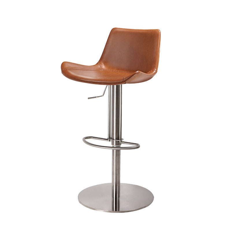 Adjustable Bar Stool Leather Backrest Counter Stool with Swivel