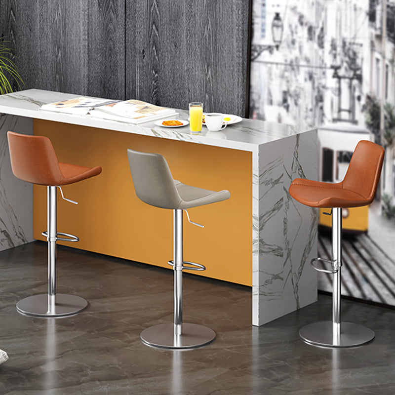 Adjustable Bar Stool Leather Backrest Counter Stool with Swivel