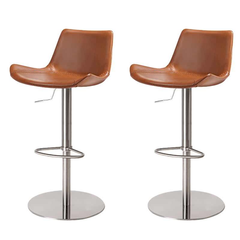 Adjustable Bar Stool Leather Backrest Counter Stool with Swivel