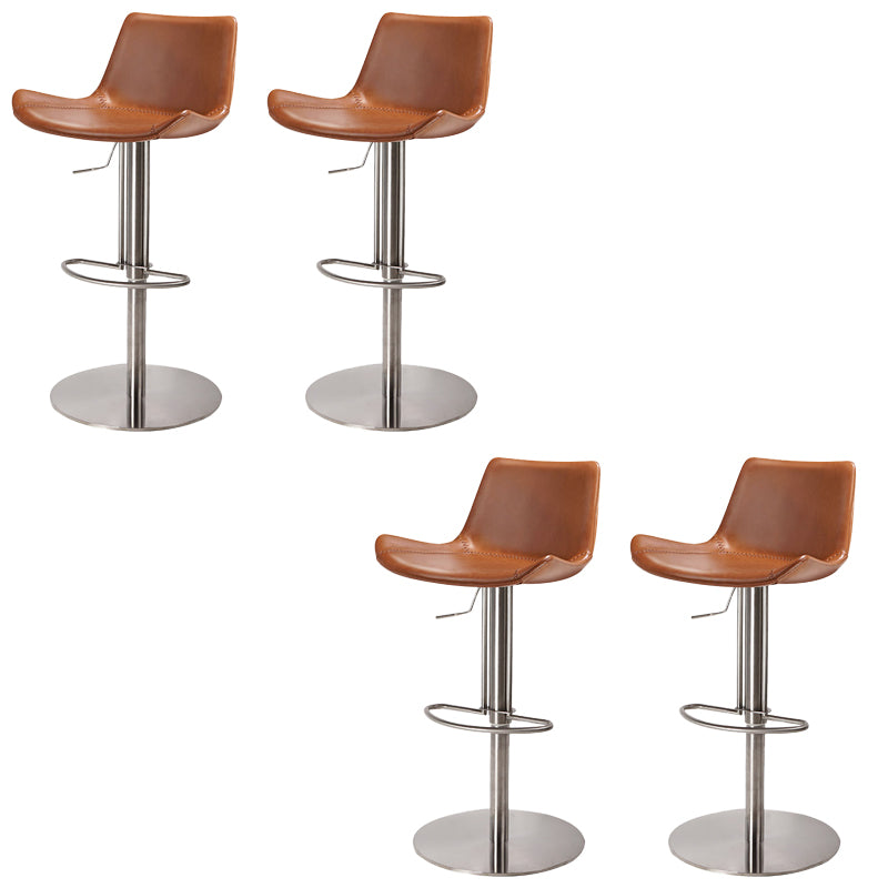Adjustable Bar Stool Leather Backrest Counter Stool with Swivel