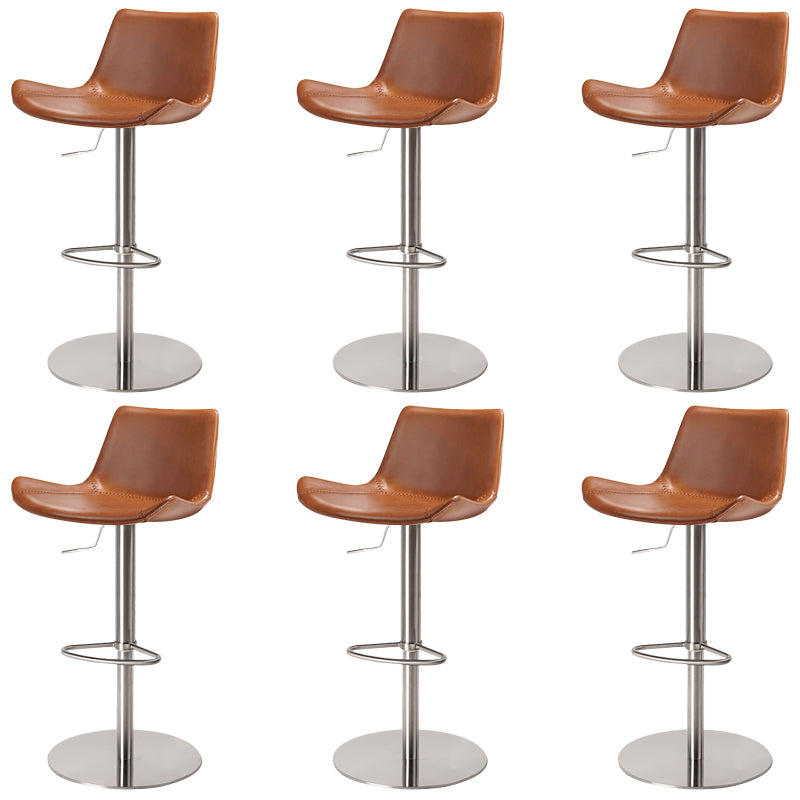 Adjustable Bar Stool Leather Backrest Counter Stool with Swivel