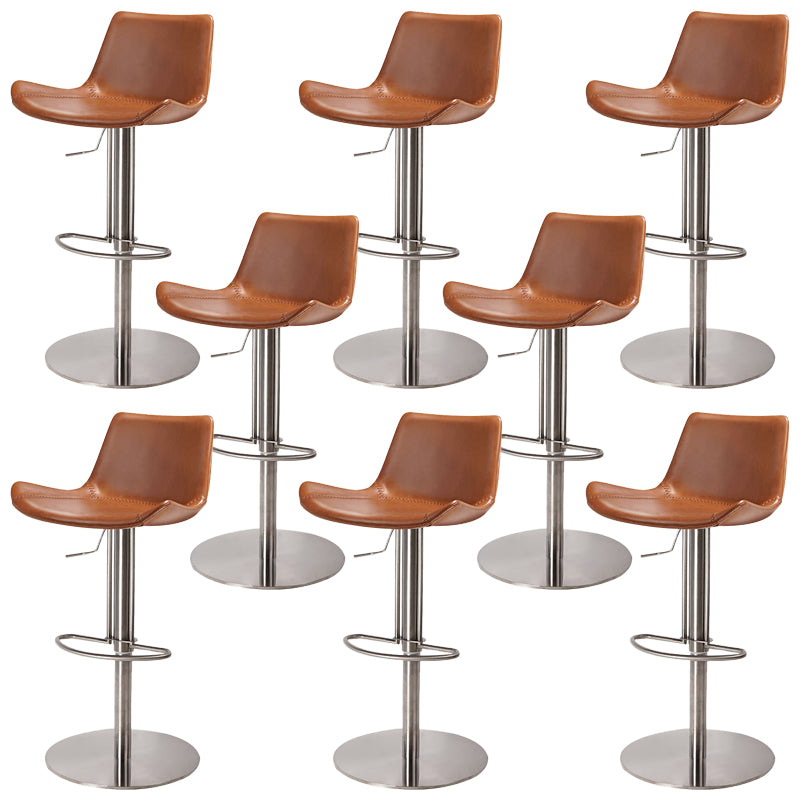 Adjustable Bar Stool Leather Backrest Counter Stool with Swivel