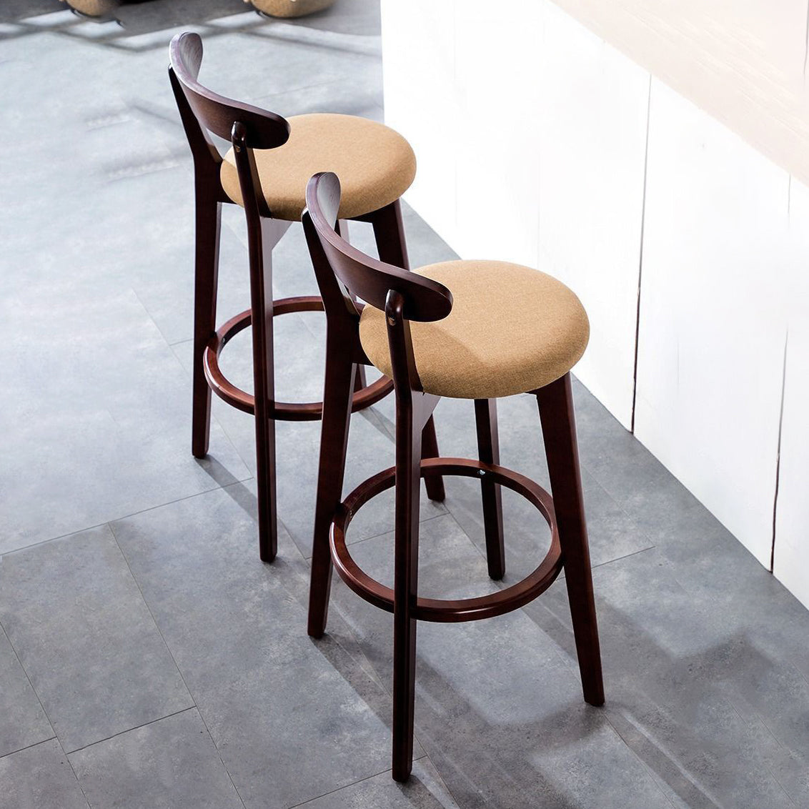 Low Back Dining Stools Industrial Armless Bar Stools with Wood Base