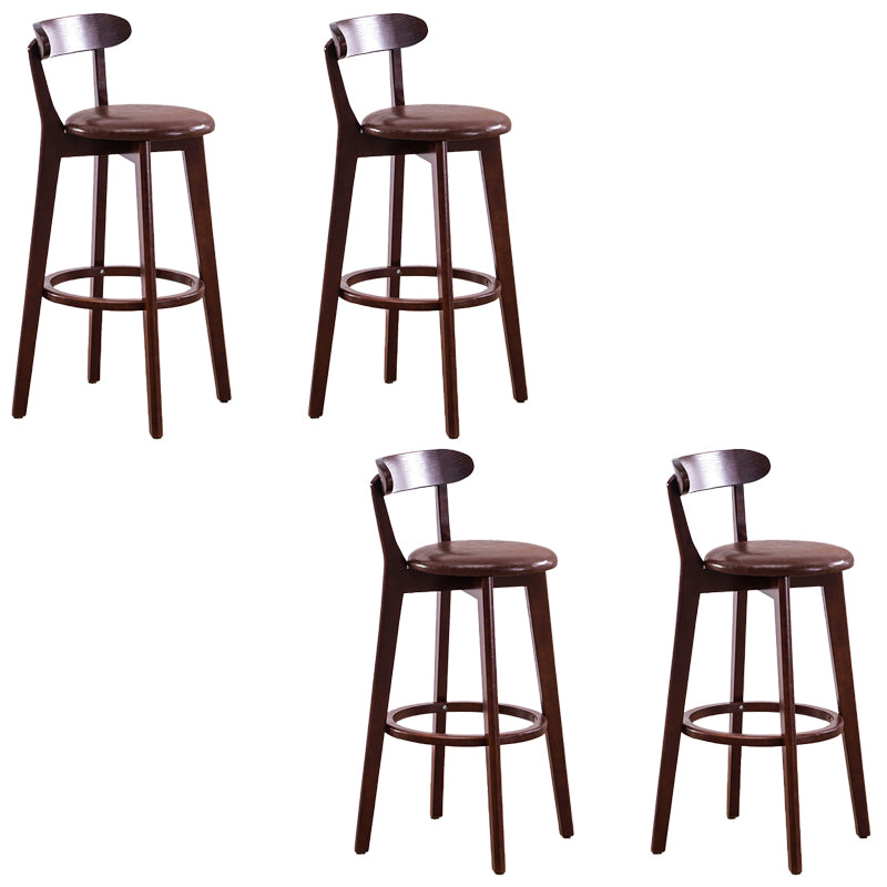 Low Back Dining Stools Industrial Armless Bar Stools with Wood Base