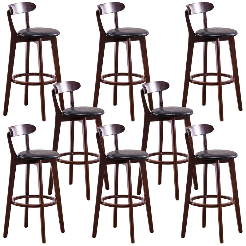 Low Back Dining Stools Industrial Armless Bar Stools with Wood Base