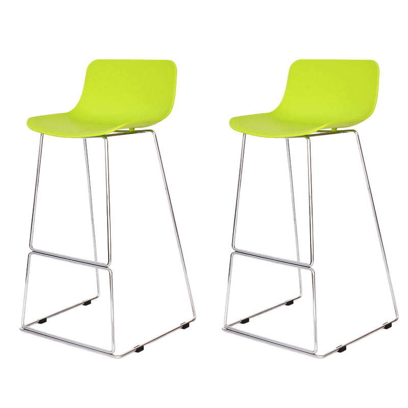 Contemporary Plastic Dining Stools Armless Bar Stools with Metal Base