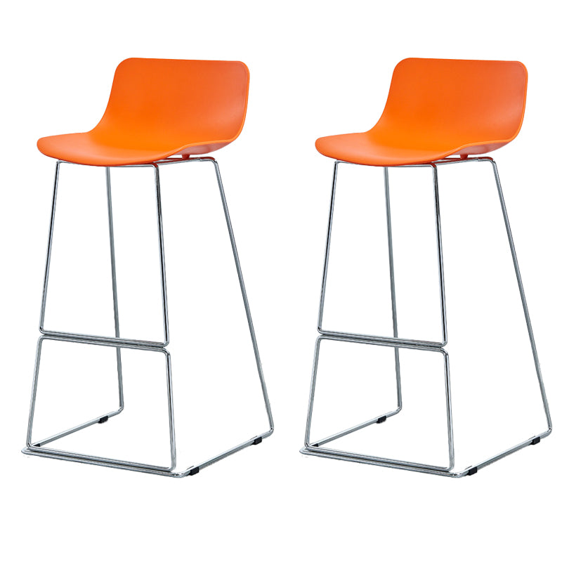 Contemporary Plastic Dining Stools Armless Bar Stools with Metal Base