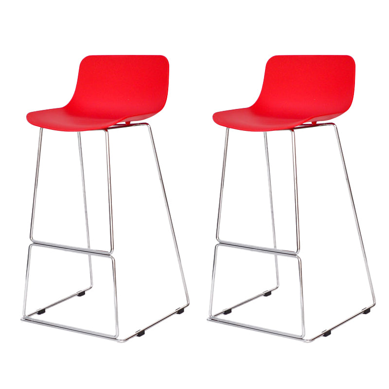 Contemporary Plastic Dining Stools Armless Bar Stools with Metal Base