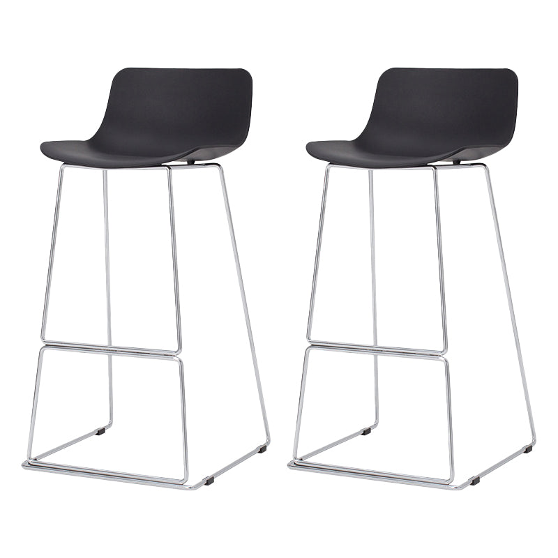 Contemporary Plastic Dining Stools Armless Bar Stools with Metal Base