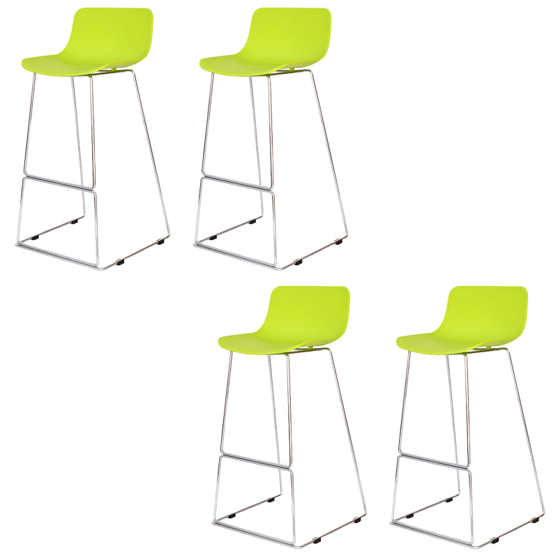 Contemporary Plastic Dining Stools Armless Bar Stools with Metal Base