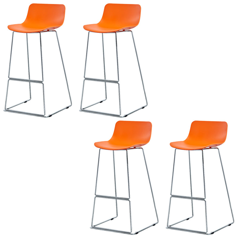 Contemporary Plastic Dining Stools Armless Bar Stools with Metal Base