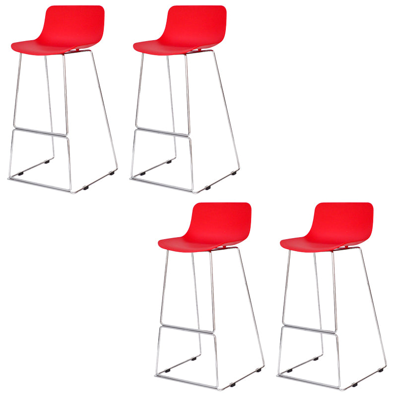 Contemporary Plastic Dining Stools Armless Bar Stools with Metal Base