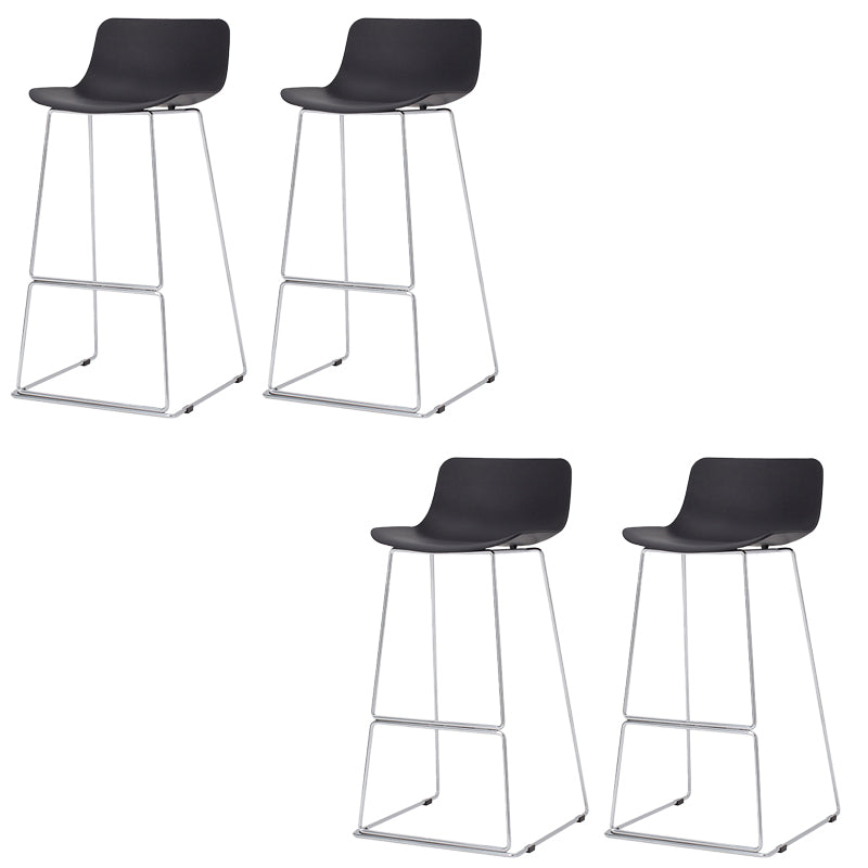 Contemporary Plastic Dining Stools Armless Bar Stools with Metal Base