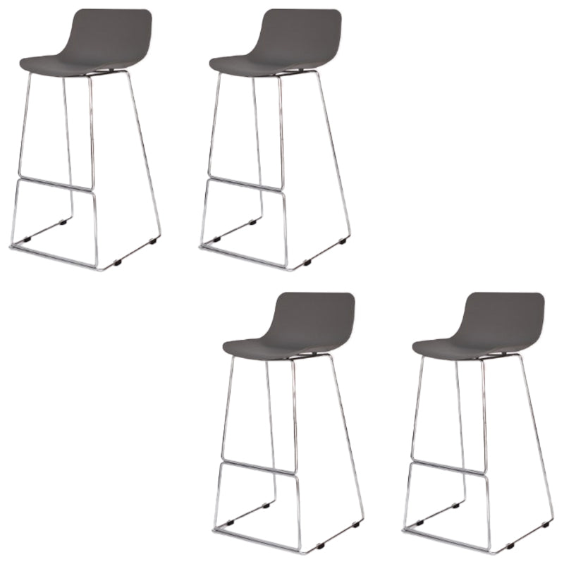 Contemporary Plastic Dining Stools Armless Bar Stools with Metal Base