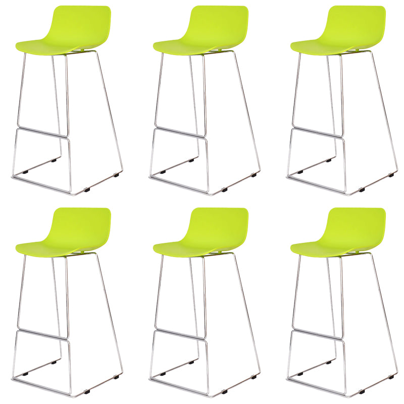 Contemporary Plastic Dining Stools Armless Bar Stools with Metal Base