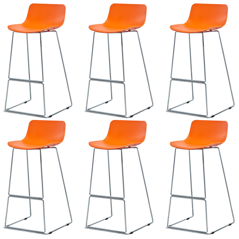 Contemporary Plastic Dining Stools Armless Bar Stools with Metal Base