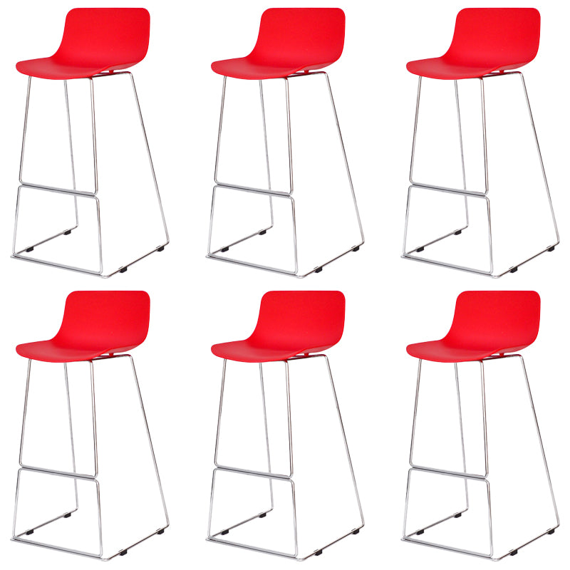 Contemporary Plastic Dining Stools Armless Bar Stools with Metal Base